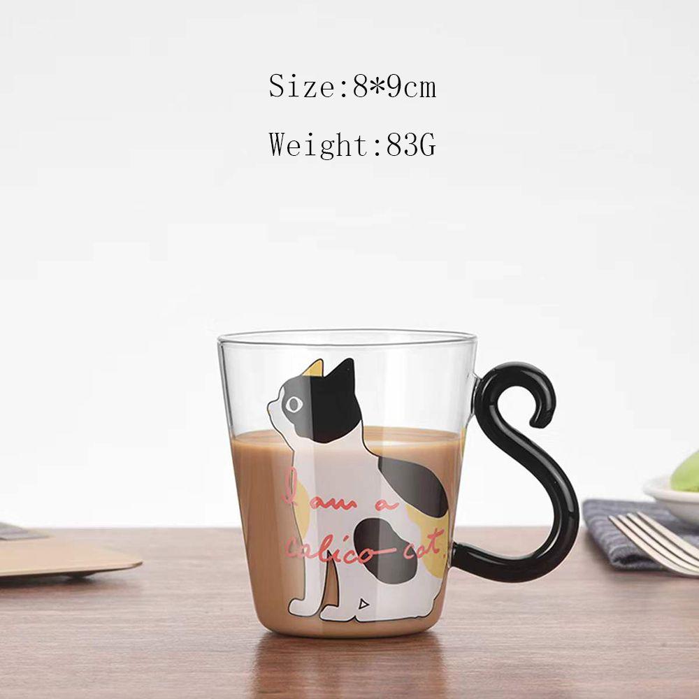 Home Office Durability Smooth Heat Resistant Cat Tail Handle Glass Cup Mug Breakfast Mug Handy Cup