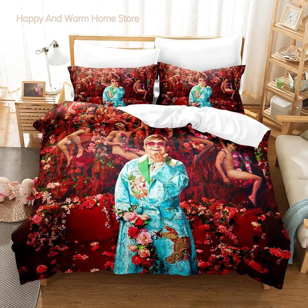 Элтон Джон ПРОЩАЙ Yellow Brick Road Постельное белье Односпальный Полуторный Двуспальный Квинсайз Кингсайз Комплект постельного белья Взрослый Мальчик Спальня Комплекты пододеяльников 3D