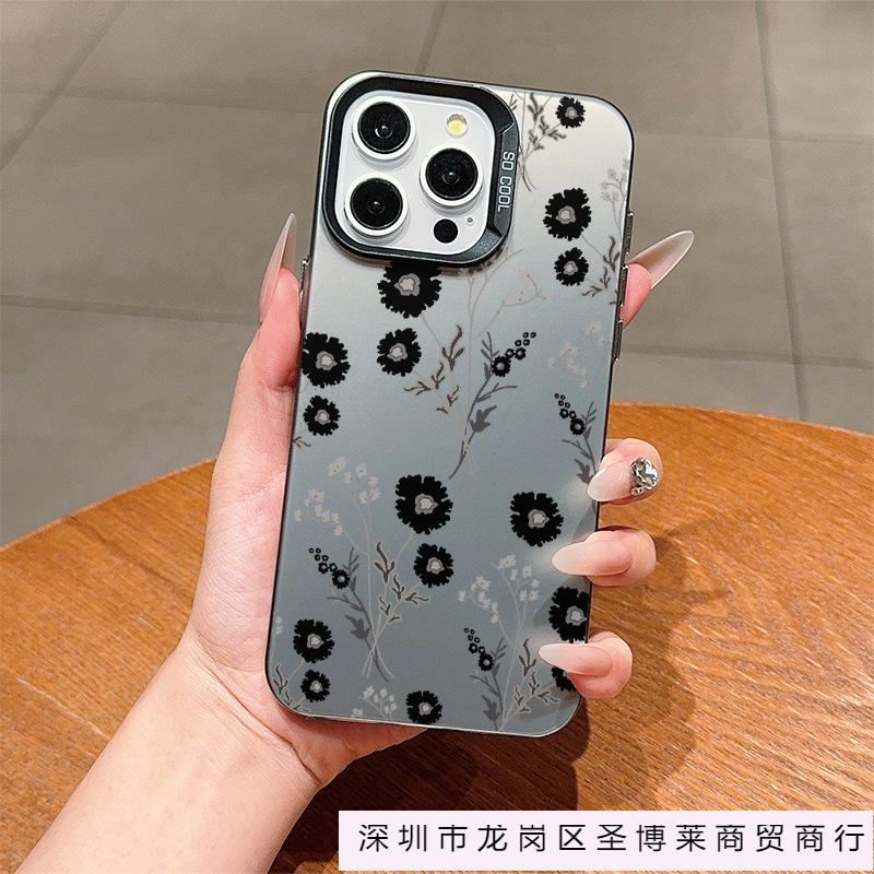 Новый цветочный IMD чехол для мобильного телефона Apple 16Pro нишевый iPhone15 цветной серебристый 13/12/11 арт 14