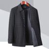 Autumn and Winter Cashmere Coat for Middle-aged Dad, Woolen Plaid Coat, Buttoned Lapel Woolen Men's Top