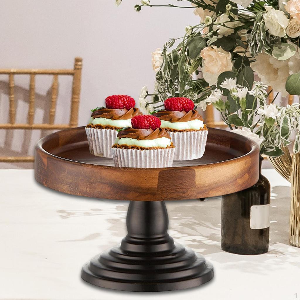 Cake Stand Display Rustic Decorative Round Wood Fruit Tray Dessert Table for
