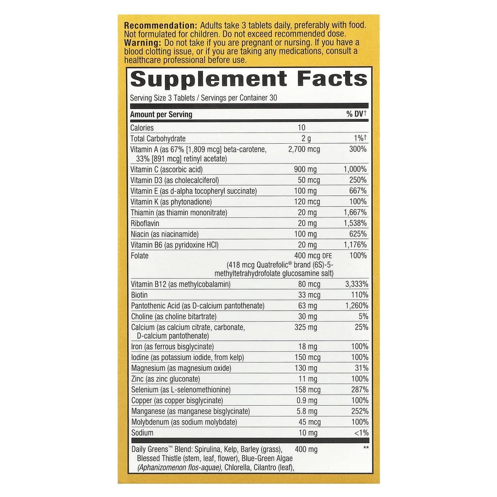 Nature'S Way, Alive!® Max3 Potency, Complete Multivitamin for Adults with Iron, 90 Tablets