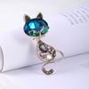 Vintage Sapphire Cat Brooch Cute Animal Pin Alloy Diamond Brooch Suit Accessories