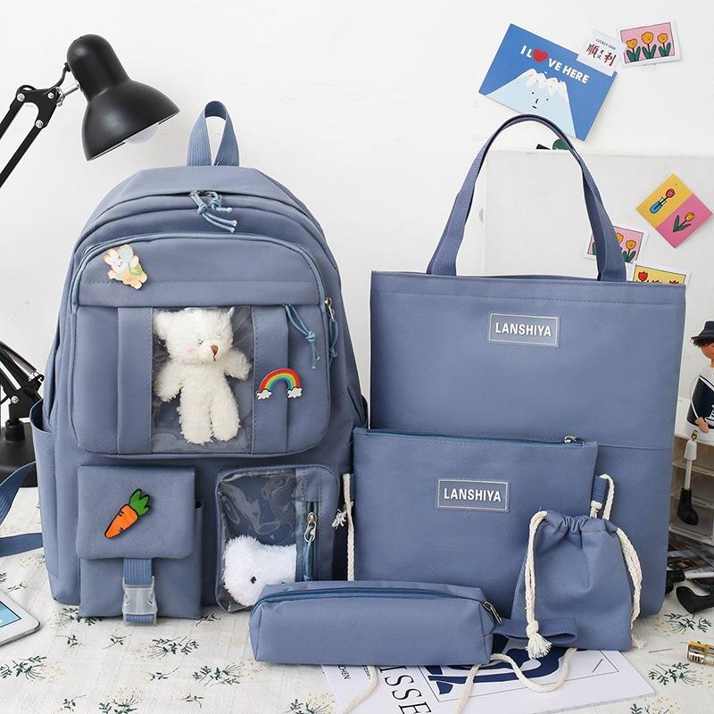 5 шт. Наборы Холщовый школьный рюкзак для девочек и женщин Backpackd Женский рюкзак Студенческий детский рюкзак Открытый рюкзак