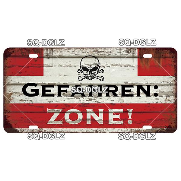 SQ-DGLZ Minen German Road License Plate Warning Tin Sign State Wall Decoration Metal Sign Home Decor Painting Plaques Art Poster