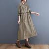 Korean Version of Wooden Ear Lace Plaid Dress Plus-size Women's Casual Dress