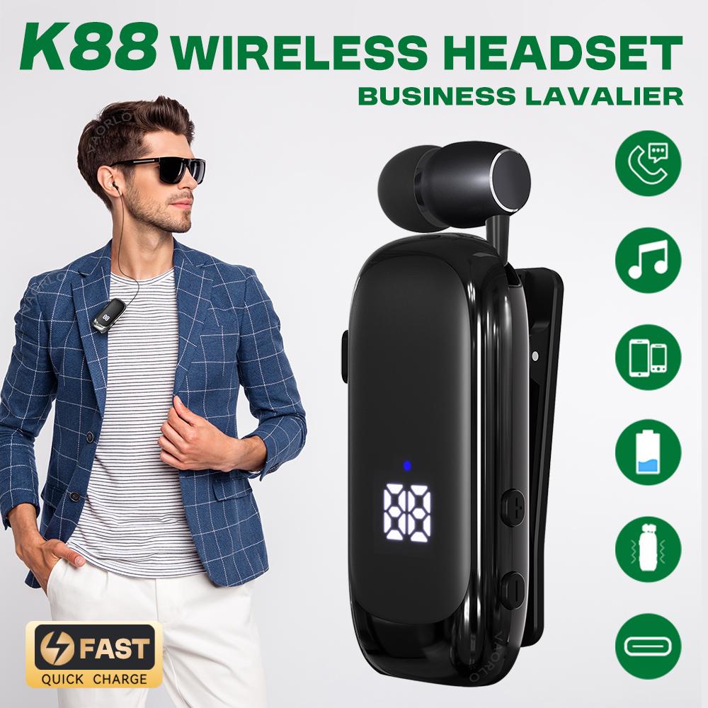Беспроводная гарнитура K88 Lavalier Business Bluetooth 5.4 для звонков/музыки, 20-часовое напоминание с вибрацией и микрофоном, шумоподавление, наушники