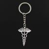 Fashion 30mm Key Ring Metal Key Chain Keychain Jewelry Antique Bronze   Caduceus Medicine Symbol 49x30mm Pendant
