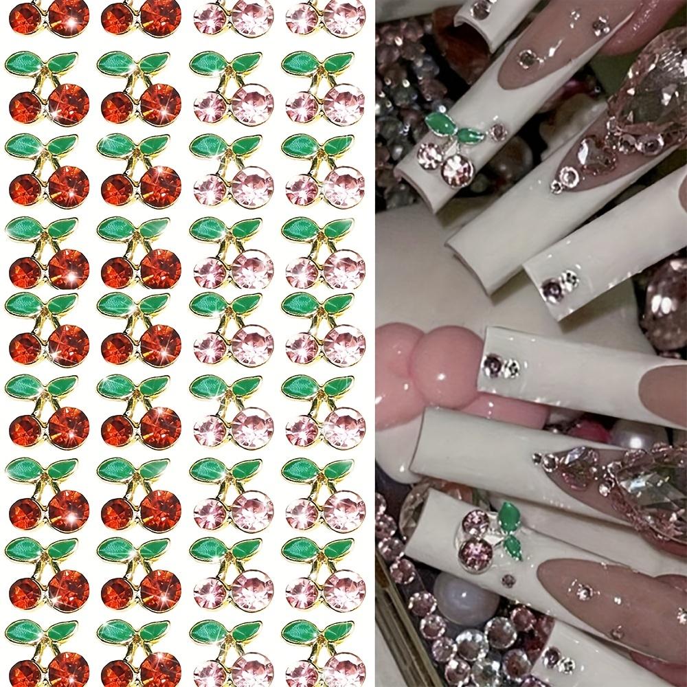 10 шт. Гипоаллергенные 3D-подвески для дизайна ногтей «вишня» со сверкающим цирконом — элегантные украшения для дома и салона в упаковках