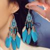 Женские висячие серьги, богемные этнические серьги-перья с каплями воды, длинные кисточки, разноцветные бусины, серьги-подвески, ювелирные изделия, свадебные подарки