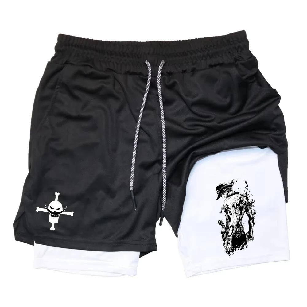 Muay Thai Kickboxing Boxing MMA Onepiece Pirate Ace Whitebeard Cartoon Japan Shorts Unisex Workout Quick Dry Print Elastic Waist Training