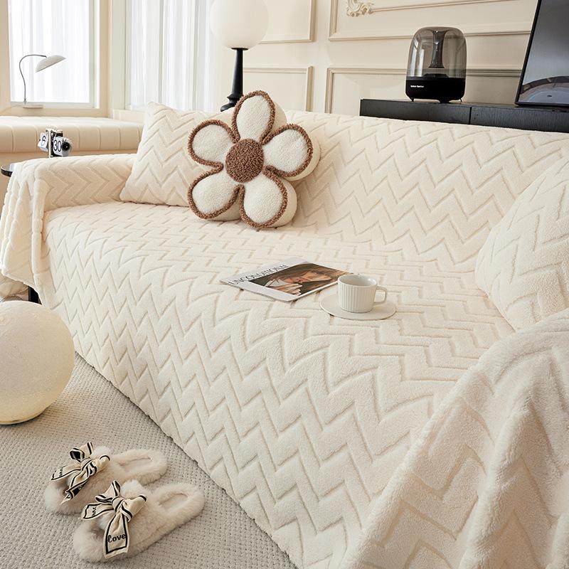 Чехол на диван, ткань, зимнее плюшевое полотенце для дивана, новое кремовое ветрозащитное одеяло для дивана с защитой от кошек