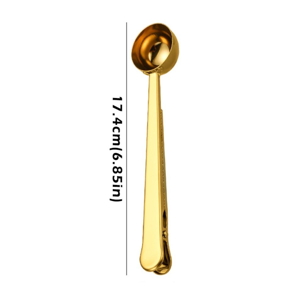 1pcs With Sealing Clip Measuring Spoon Stainless Steel Long Handle Spoon Portable Coffee Spoon  Home