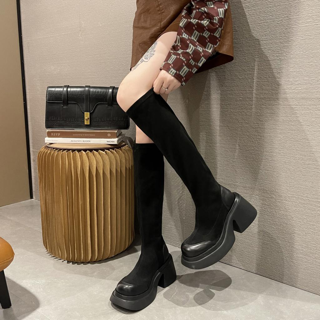 Но сапоги до колена женские новые модные сапоги темпераментные модные сапоги кексы толстые подошвы рыцарские сапоги