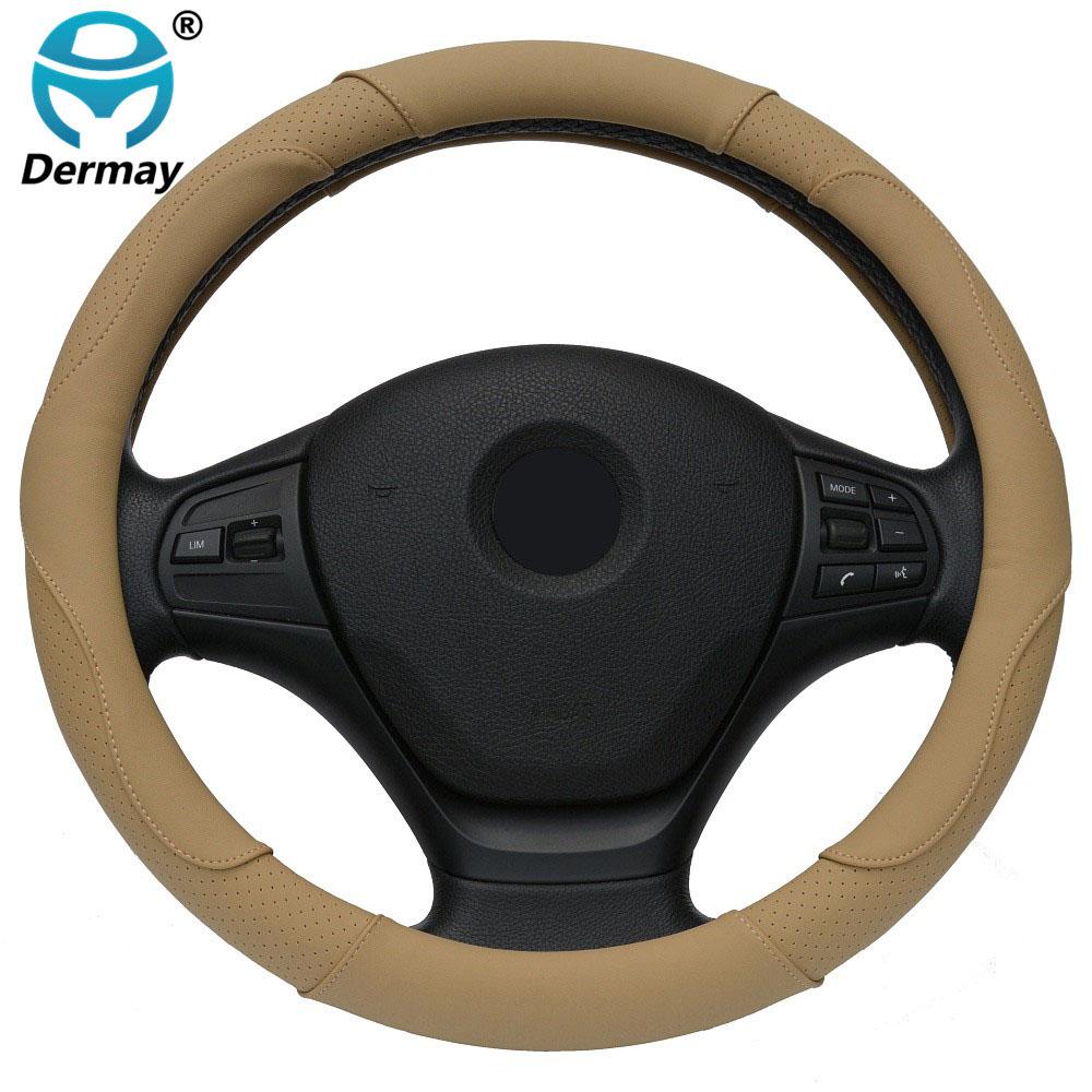 DERMAY PU Leather Car Steering Wheel Cover M size for LADA 14-15" Steering Wheel Free Shipping