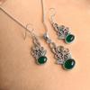 Green Onyx Prehnite Necklace Earring Set Solid 925 Sterling Silver Women Jewelry
