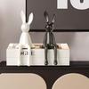 Ceramic Bunny Figurine Sitting Rabbit Sculpture Minimalist Bunny Statue for Counter Desk Bookshelf Home Bar Office Decoration