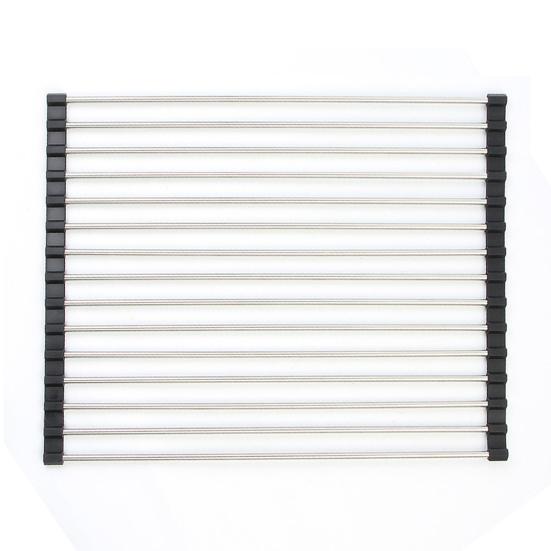 Yousheng Foldable Roll Up Dish Drying Rack Stainless Steel Sink Roller Organizer Practical Kitchen Gadget for Fruits Vegetables Cutlery