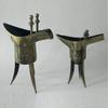 Ancient Chinese Style Archaize Handicraft Decoration Vintage Noble Bronze Drinking Vessel Jue Triple Foots Wine Tripod Cup