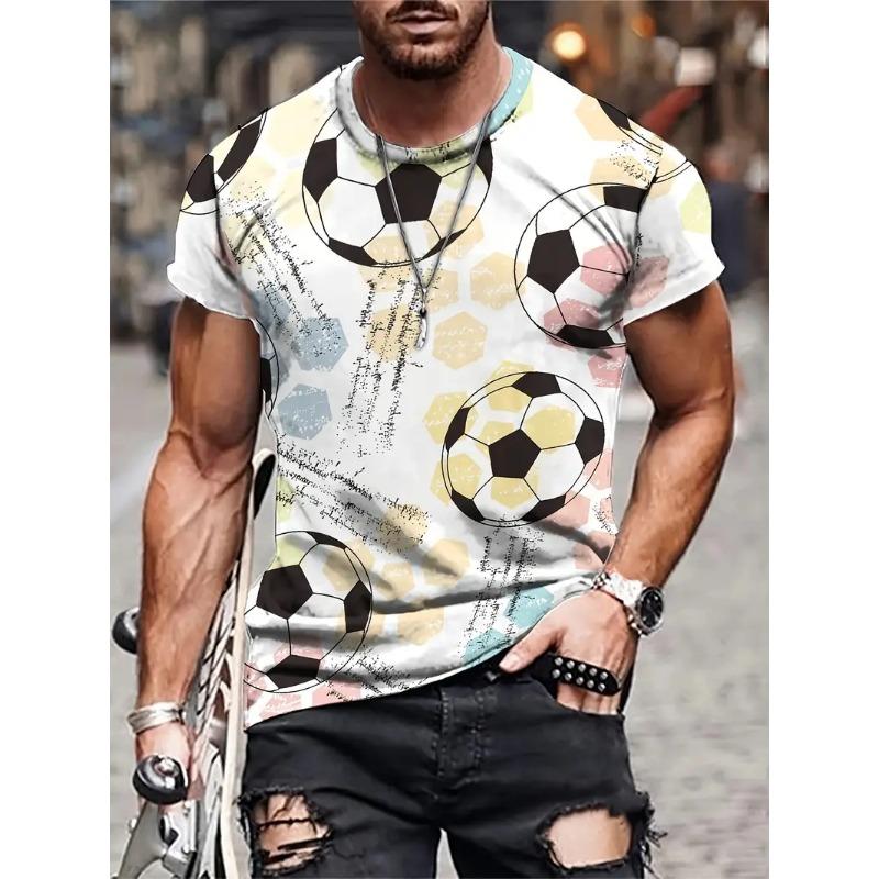 T-shirt Men's 3D Printed Football Pattern Summer Men And Women Casual Everything Simple Style Oversized Round Neck T-shirt Top