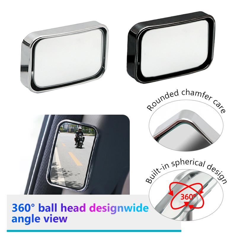 SEAMETAL 2Pcs Car Convex Mirror for Back Passenger Self-Adhesive Blind Spot Rear View Mirror Wide Angle Curved Rearview Mirror