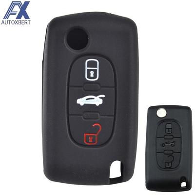 Силиконовый чехол для ключа с 3 кнопками, карман для брелока PEUGEOT 107 307 308 406-408