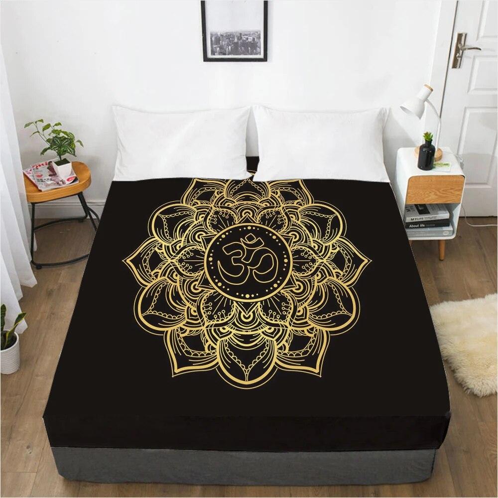 Простыни наматрасник с резинкой, постельное белье, простыня, 90x200, 180x200, 200x220, размер, 3D-печать, черный, золотой