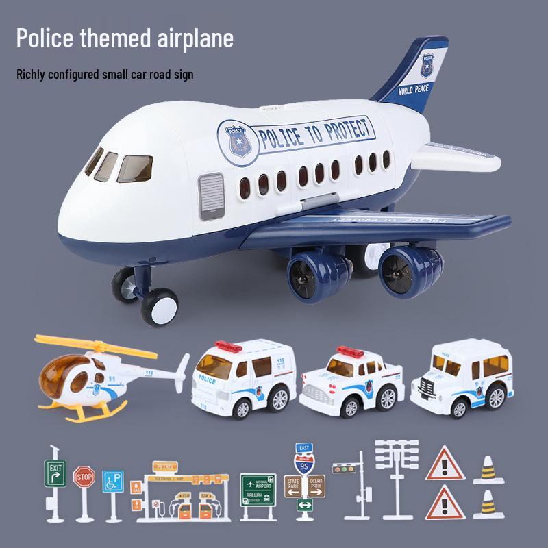 Extra Large Inertial Airplane Toy with Lights & Music - Educational Storage Set for Kids