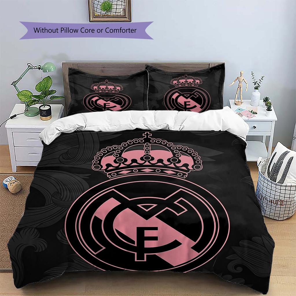 Madrid team Pattern Bedding Home Decoration Birthday Gift (1 * duvet cover + 2 * pillowcase, without core)