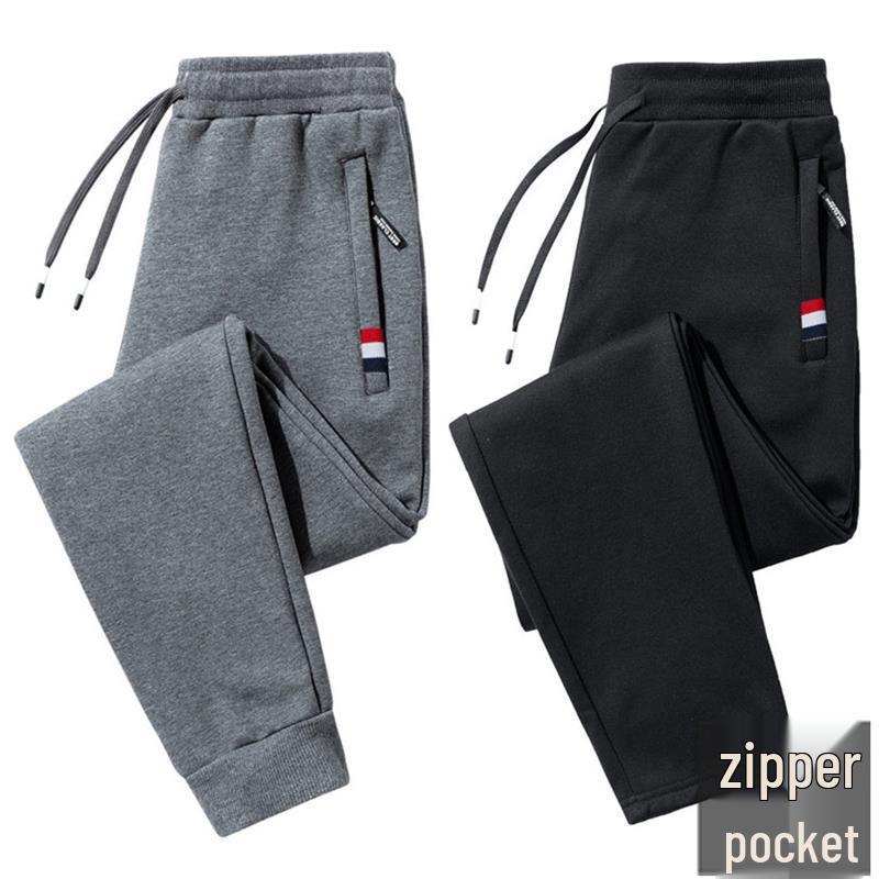 Men's Fleece-Lined Winter Sweatpants - Lambswool Plus Size, Loose Fit, Straight-Leg Casual Pants