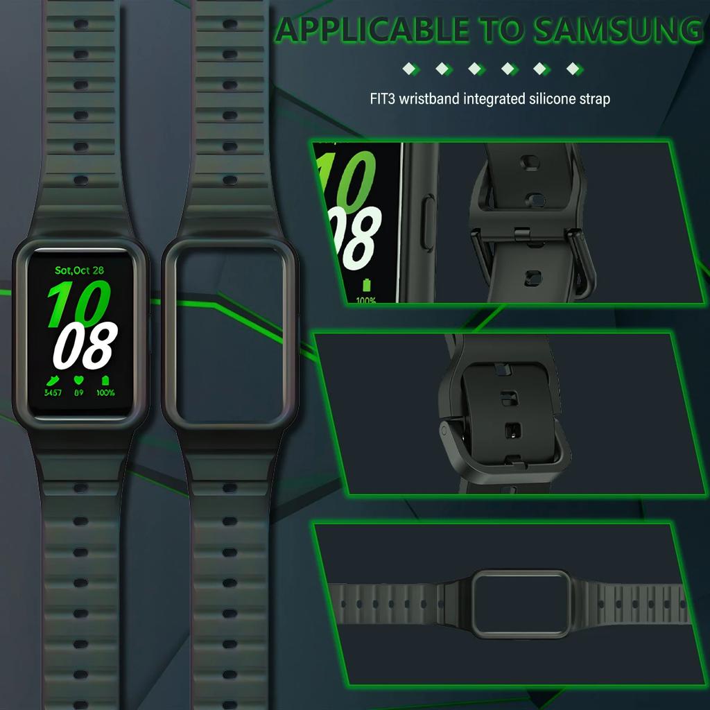 Silicone Strap+Case for Samsung Galaxy Fit 3 Smart Watch Replacement Bumper Shell Cover For Samsung Galaxy Fit3 band Accessories