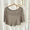 Ажурный вязаный шарф-накидка однотонный тонкий элегантный кейп с оборками ветрозащитный кардиган свободный повседневный шарф