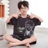 Boys Cotton Short Sleeve Pajama Set Kids Sleepwear Home Outfit Cartoon Print Lightweight Comfortable