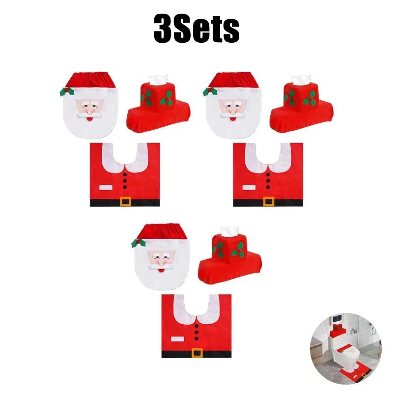 Новые милые рождественские чехлы на сиденья унитаза, креативный коврик для ванной в виде Санта-Клауса, рождественские принадлежности для дома, новогодний подарок Navidad, декор 2025