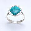Turquoise 925 Sterling Silver Cushion Ring, Cushion Gemstone Handamde Women Ring