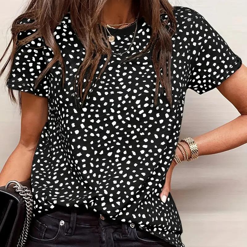 Женская летняя футболка с принтом, модная леопардовая футболка с коротким рукавом, повседневные топы с принтом