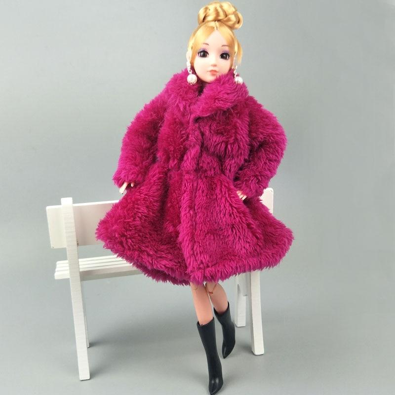 Модная одежда цвета фуксии для куклы Барби, пальто, зимняя одежда, одежда, платье куклы 1/6, аксессуары для кукол BJD, детские игрушки