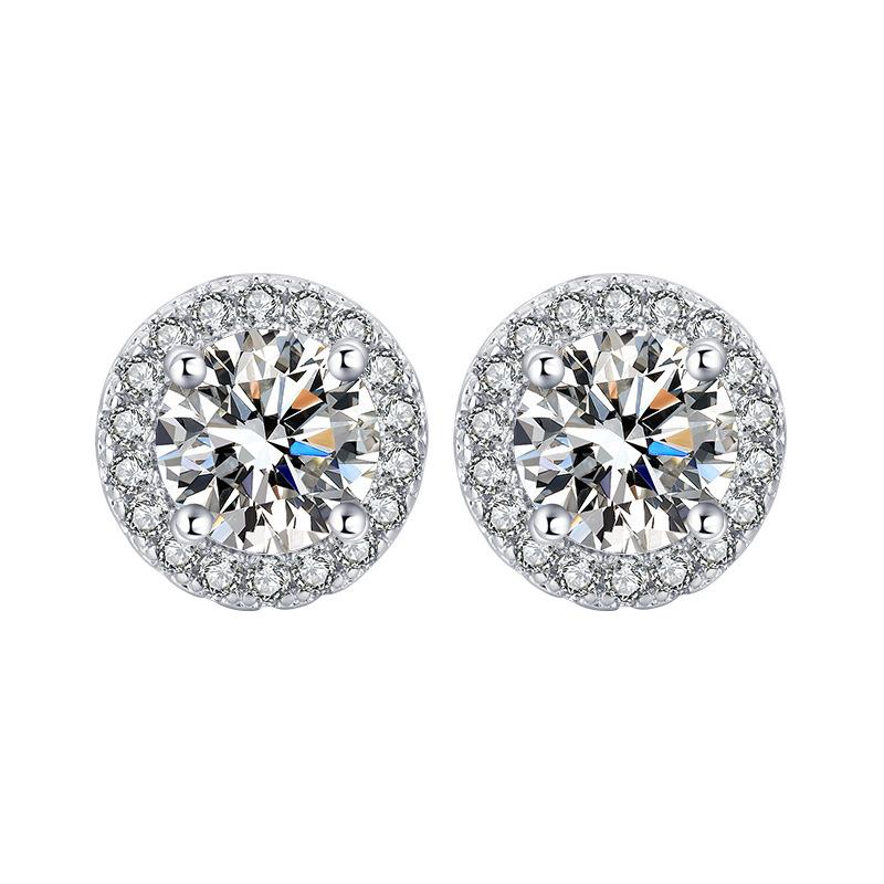 Simple Zircon Four-Piece Jewelry Set Premium Round Necklace Bracelet Earrings Ring Chic Minimalist Temperament