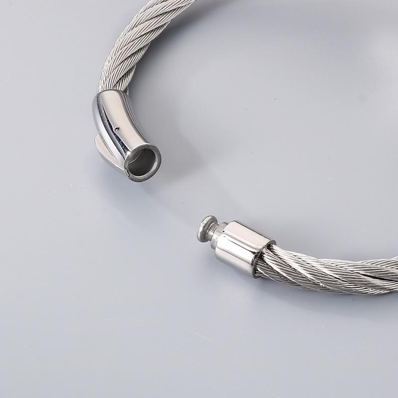 Chunky Stainless Steel Wire Chain Bangle Men's Personalized Classic Cross Bracelet Jewelry Gothic Vintage Black Accessory