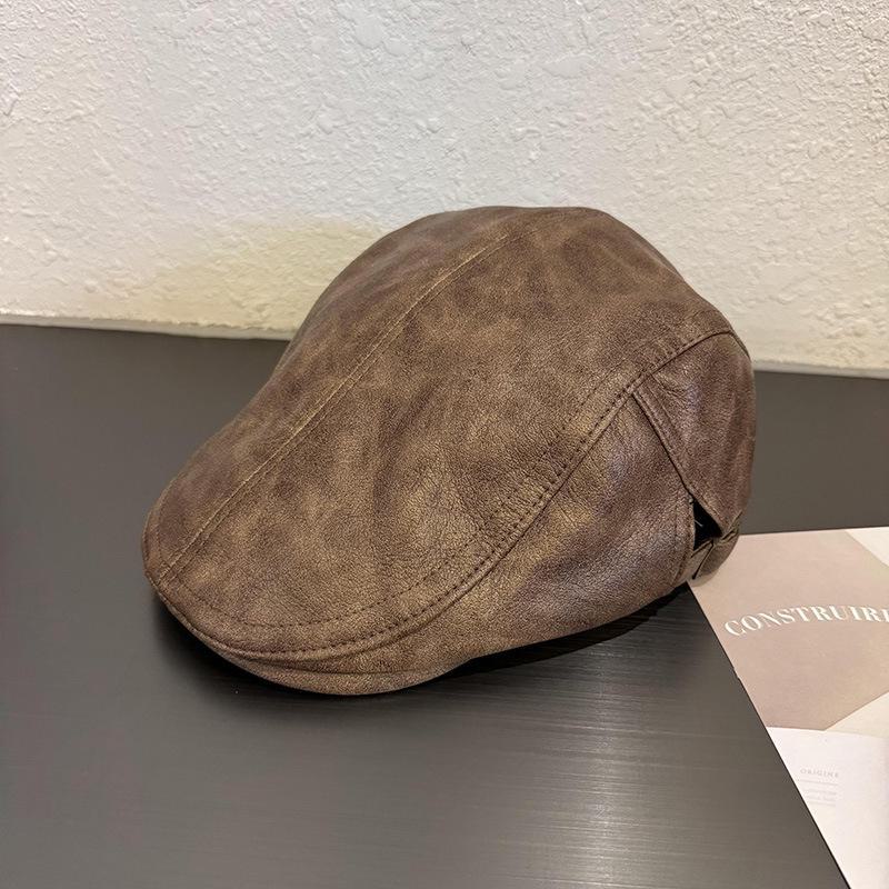 Унисекс Американский ретро берет из искусственной кожи - однотонная шляпа с загнутыми вперед/назад носами - мода осени и зимы для женщин и мужчин