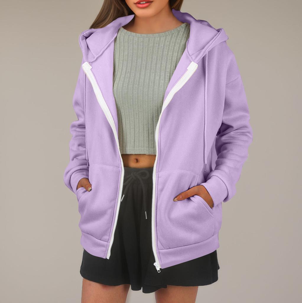 Женская толстовка с капюшоном, однотонная, с длинными рукавами, свободная спортивная куртка с капюшоном