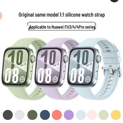 Совместим с часами Huawei Fit4, ремешок из микротекстурированного силикона, по стилю аналогичен оригинальному ремешку HUAWEI FIT3.