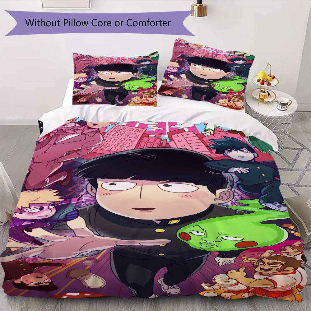 Mob Psycho 100 Pattern Bedding,Quilt Set Quilt Cover Pillowcase Home Birthday Gift (1*duvet cover+2*pillowcase,without core)SSJT0917345