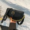 Crocodile Buckle Decoration Bag for Women PU Shoulder Chain Bag Monochromatic Flip Exquisite Messenger Bag Quality