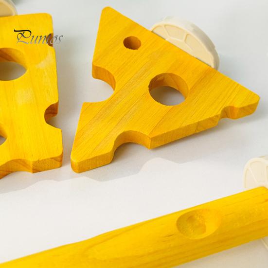 Birds Perch Cheese Shape Parrot Stand Wooden Parakeet Chewing Perch Paw Grinding Toy Birds Cage Accessories for Budgies Canaries Conures