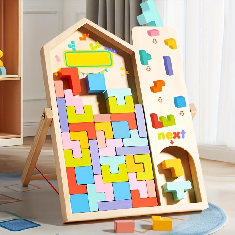 3D Wooden Puzzle Blocks for Kids, DIY Educational Brain Teaser Toy, Colorful Interlocking Building Blocks, Creative Play, Perfect for Christmas Gifts