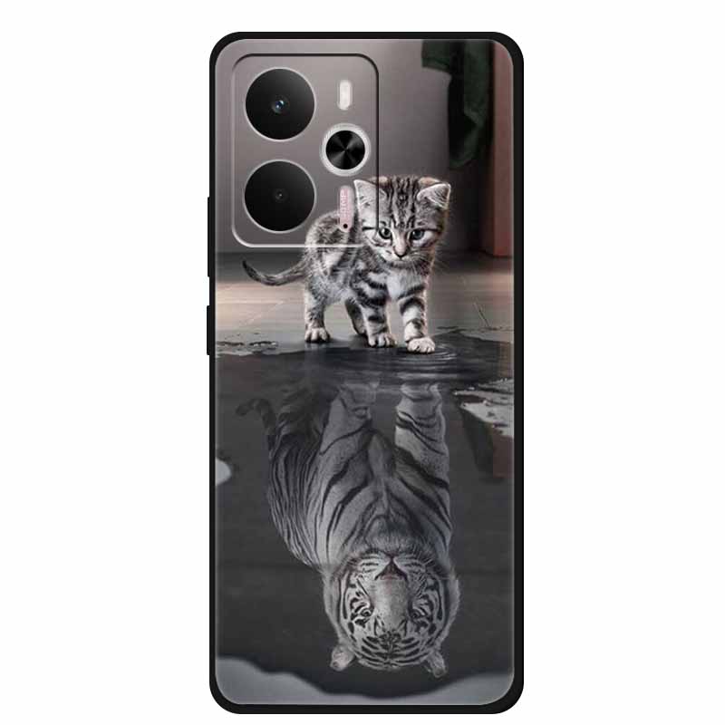 For Realme 14 5G Case Realme14 Coque 6.67" Black Silicone Soft TPU Phone Case For Realme 14 2025 Back Cover Case Shell Funda Cat