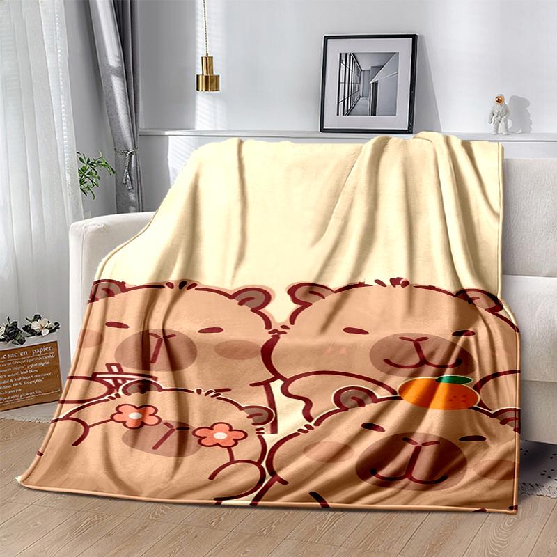Kapibara Flannel Blanket Soft Warm All-Season Throw, Design for Camping, Car Travel, Hiking Sofa, Bed, Office Perfect Gift for Parties
