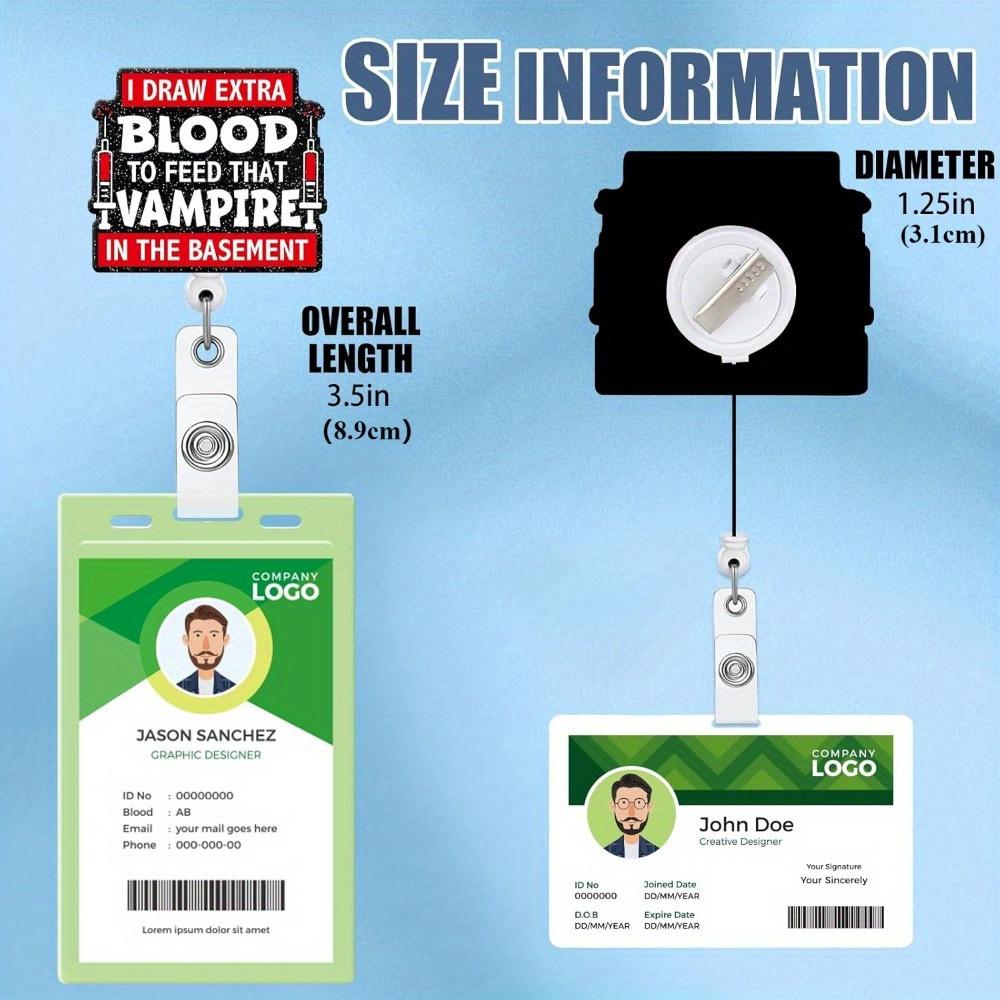 Черный подарочный набор бейджа-ролика «Дополнительная кровь». Забавный клип для бейджа флеботомиста для медсестер и медицинского персонала.
