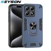 KEYSION Shockproof Case for Xiaomi 14T Pro 5G Silicone+PC Camera Protection Ring Stand Phone Back Cover for Xiaomi 14T 14TPro 5G